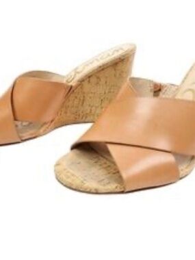 Sam Edelman Tan Leather Crisscross Wedge Sandals
